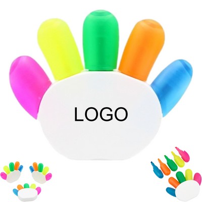 Hand Shape 5-Color Highlighter Promotional Gift