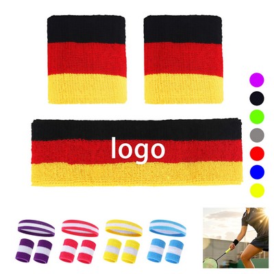 Colorful Sweat Wicking Headband And Wristband Set