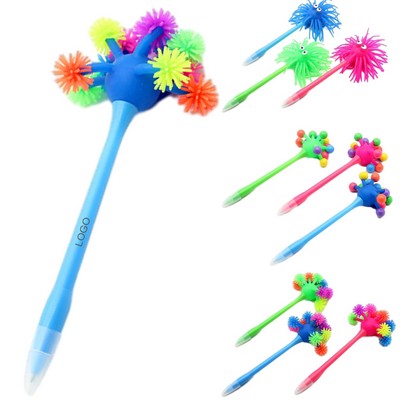 Plush Ball Bead Stress Relief Ballpoint Pen Promo Gift