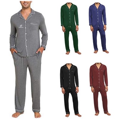 Men's Modal Pajamas Two-Piece Soft PJs Sets