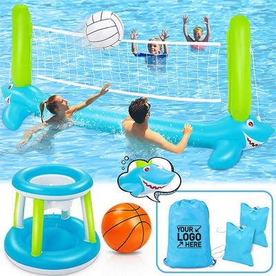Inflatable Shark Pool Volleyball Set