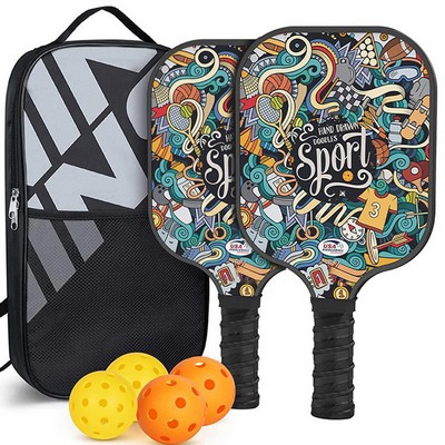 Fiberglass Pickleball Racket Paddle & Ball Set w/ Carrying bag