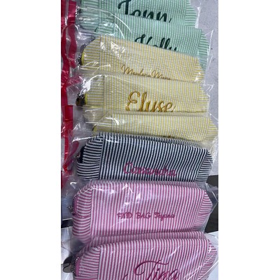 Custom Embroidery Stripe Cosmetic Bag