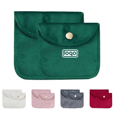 Velvet Snap Button Jewelry Pouch