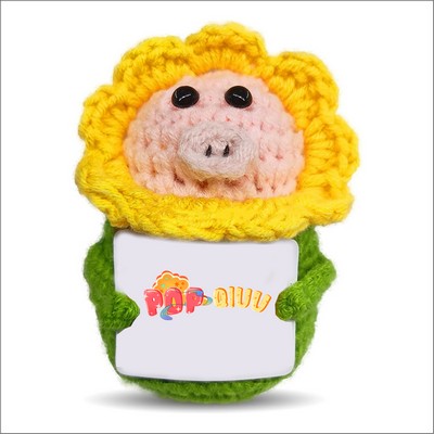 Positive Flower Pig Mood Crochet Doll