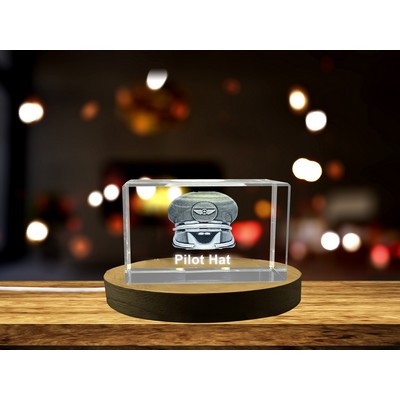 Pilot Hat 3D Engraved Crystal - Tribute to Aviation Excellence