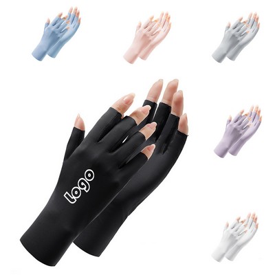 Fingerless UV-Blocking Gloves for Nail Care and Sun Protection
