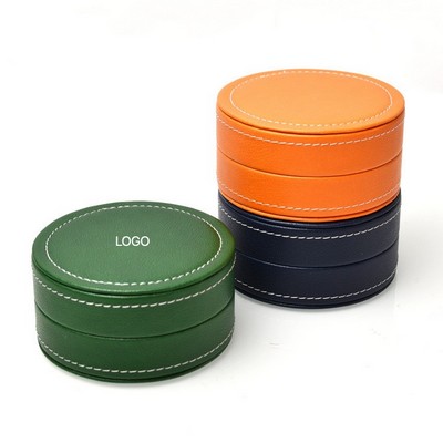 Mini Circular PU Leather Headphone Storage and Gift Box