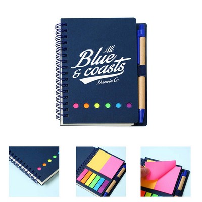 Eco-Friendly Spiral Notebook with Pen and Sticky Note