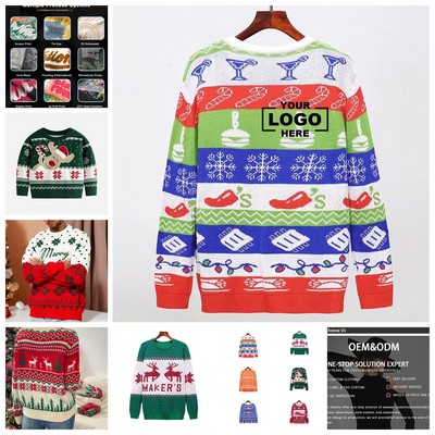 "Ugly Christmas Sweater - Unisex Knit Holiday Couple Pullover "
