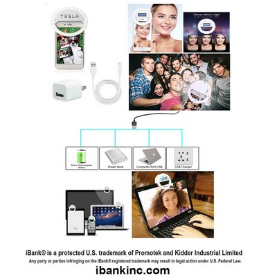 iBank ® Clip On Selfie Ring Light + 3' Charging Cable + USB Wall Charger Bundle