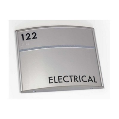 Brushed Aluminum Curved Frame ADA Sign