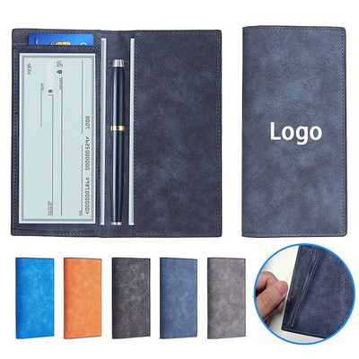 Leather Checkbook Cover with Free Divider Pen Inserts