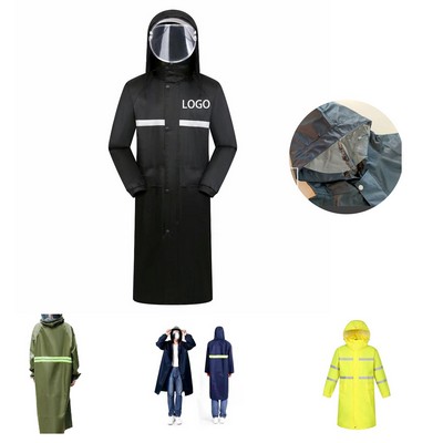 Long Hooded Safety Rain Jacket