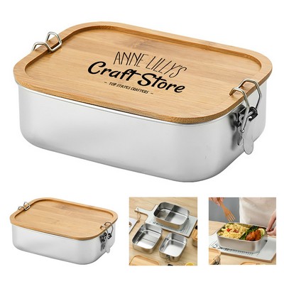 Stainless Steel Lunch Box with Bamboo Lid