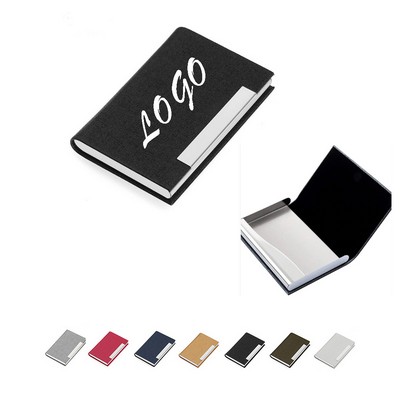 Magnetic Flip Leatherette Business Card Holder