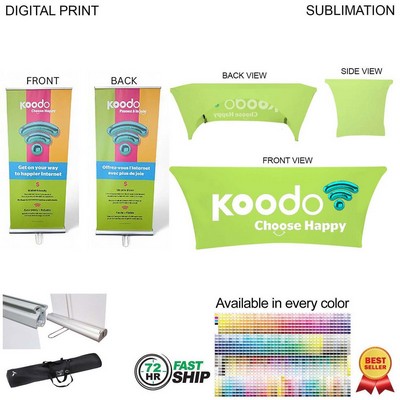 72Hr Fast Ship - Supreme Tradeshow Package, Banner (DP783) + Stretch fit tablecloth 6' (SU577)