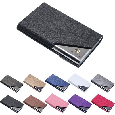 Premium Stainless Steel & Pu Leather Business Card Holder