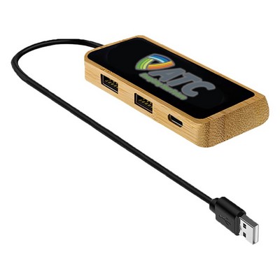 Eco-Friendly Bamboo 3-Port Light-Up USB Charging Hub