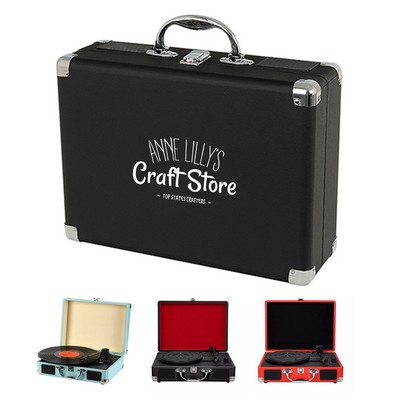 Vintage Suitcase Record Player with Bluetooth Speaker