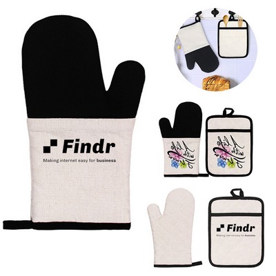 Custom Oven Mitts And Pot Holders Set