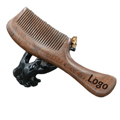 Golden Sandalwood Comb for Scalp Care and Hair Massage Therapy