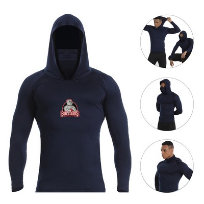 Unisex Polyester Long-Sleeved Hooded T-shirt