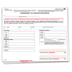 TruForm™ 3-Part Agreement To Provide Insurance Form