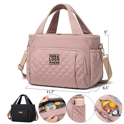 Multi-Pocket Oxford Insulated Cooler Lunch Bag with Handle