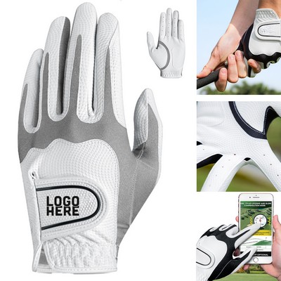 Breathable PU Leather Golf Glove with Anti-Slip Grip & Flexible Fit