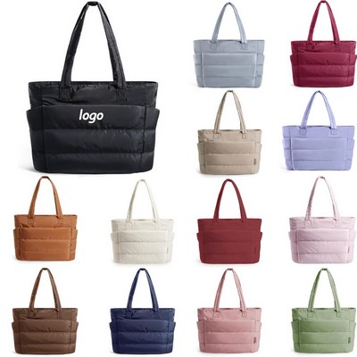 Lightweight Puffy Weekender Handbag With Pockets