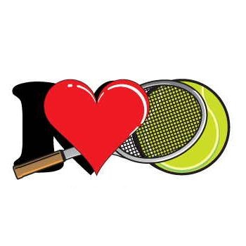 I Love Tennis w/ Racket Magnet w/ Full Magnetic Back (6 Square Inch)