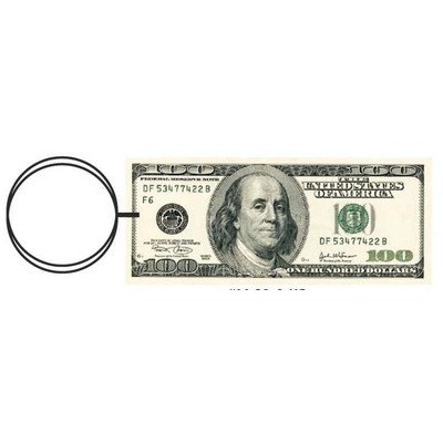 Hundred Dollar Bill Key Chain w/Clear Mirrored Back (4 Square Inch)