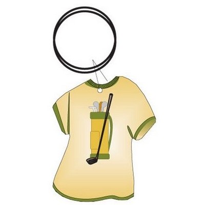 Golf Bag T-Shirt Key Chain w/Clear Mirrored Back (4 Square Inch)