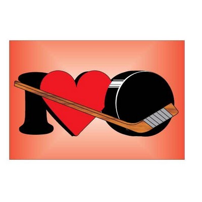 I Love Hockey Rectangle Badge w/ Bar Pin (2"x3")