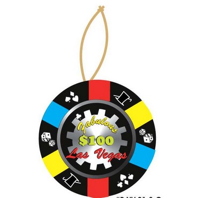 Las Vegas $100 Poker Chip Promotional Ornament w/ Black Back (8 Square Inch)