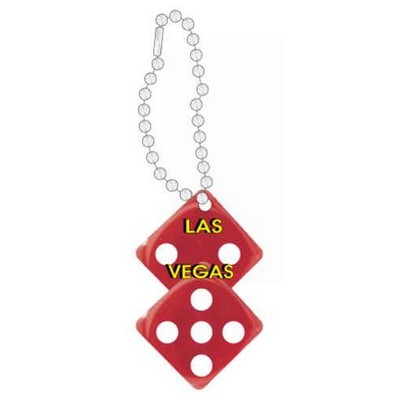 Las Vegas Dice Promotional Line Key Chain w/ Black Back (4 Square Inch)