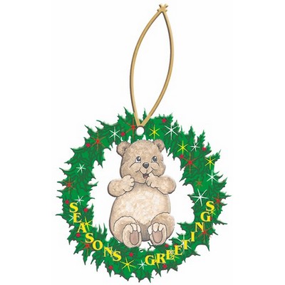 Bear Cub Promotional Wreath Ornament w/ Black Back (6 Square Inch)
