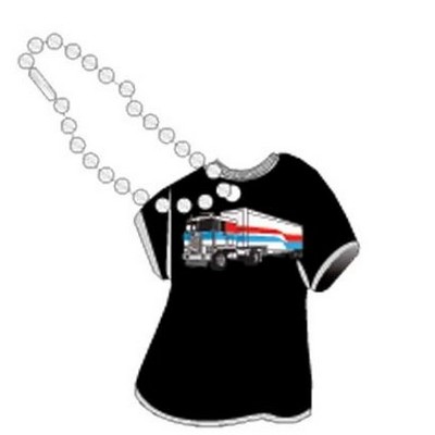 Semi Truck Promotional T Shirt Key Chain w/ Black Back (4 Square Inch)
