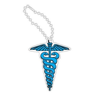 Caduceus Promotional Key Chain w/ Black Back (4 Square Inch)