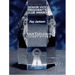 Hexagonal Tower Crystal Award (3"x2 1/2"x5") - Small