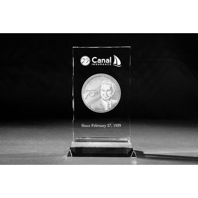 2D Vertical Crystal Award w/Base Size 1 (3 x 5 x 5/8")