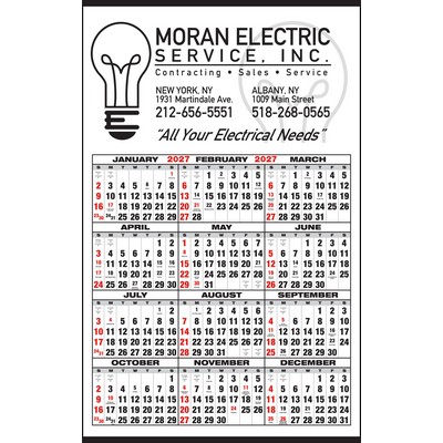 Year-In-View® 1 Color Imprint Calendar