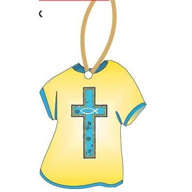 Blue Cross T-Shirt Promotional Ornament w/ Black Back (4 Square Inch)