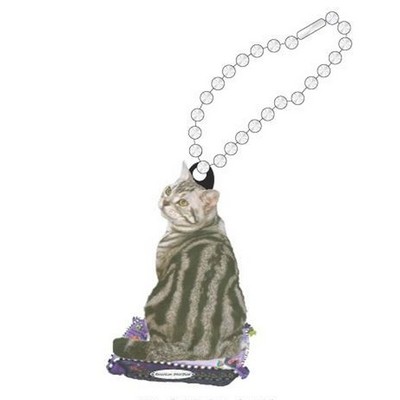 American Shorthair Cat Promotional Key Chain w/ Black Back (12 Square Inch)