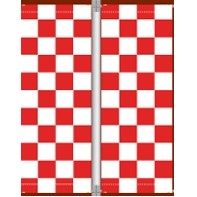 18 Oz. Vinyl Pole Banner Set - Red Checkered Flag (3'x8')