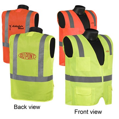 Class 2 Compliant Solid Front Mesh Back Vest