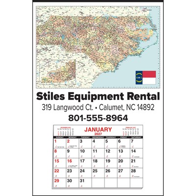 Small North Carolina State Map Full Apron Calendar