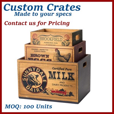 Custom Antique Style Wooden Crate / Wooden Box - Made to Order