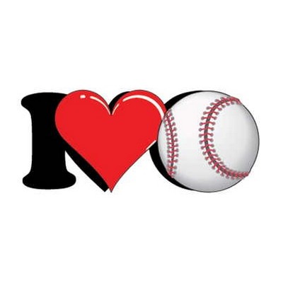 I Love Baseball Gift Shop Magnet w/ Full Magnetic Back (10 Square Inch)